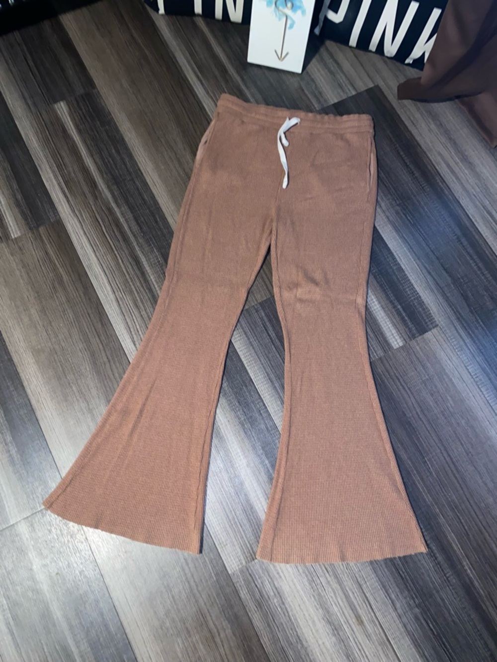 American Eagle Brown Knit Flared Sweatpants - Picture 8 of 9